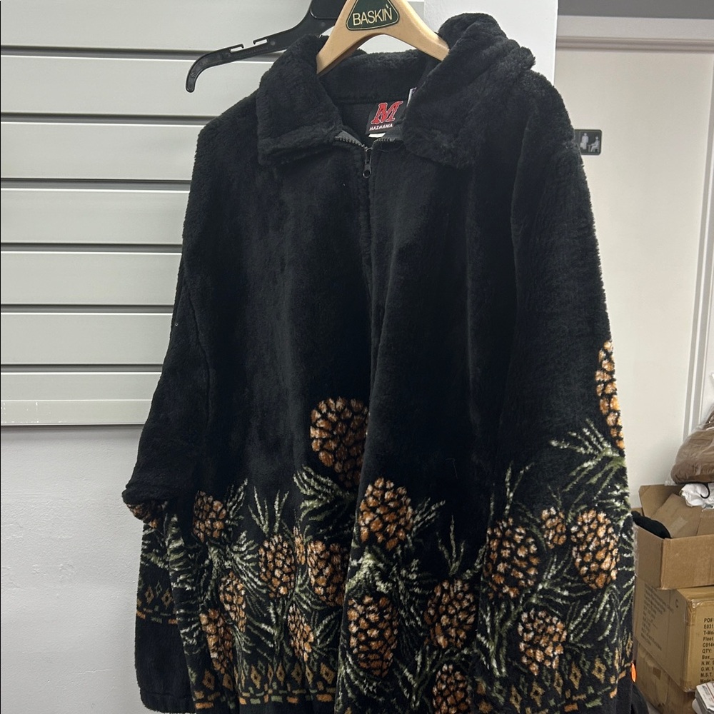 Black and Brown Pinecone Patterned Women's Jacket